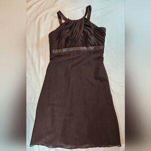 Jordan Womens Brown Sleeveless Halter Style Zip Up Knee Length Dress Size Small